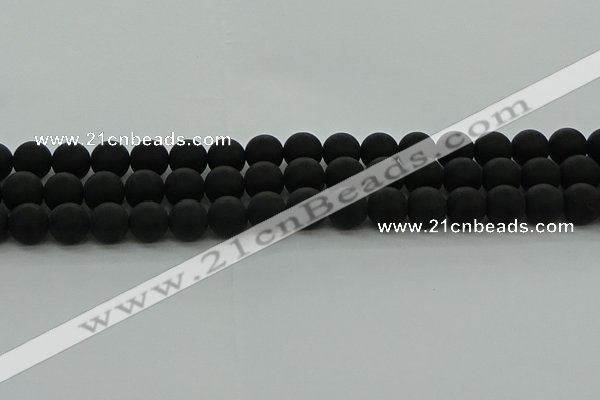 CRO1133 15.5 inches 10mm round matte black agate gemstone beads