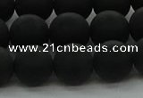 CRO1134 15.5 inches 12mm round matte black agate gemstone beads