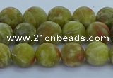 CRO1152 15.5 inches 8mm round matte green dragon serpentine jasper beads