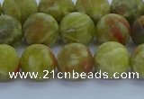 CRO1153 15.5 inches 10mm round matte green dragon serpentine jasper beads