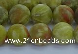 CRO1154 15.5 inches 12mm round matte green dragon serpentine jasper beads