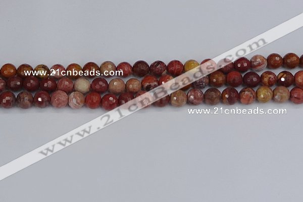 CRO1190 15.5 inches 8mm faceted round red porcelain beads