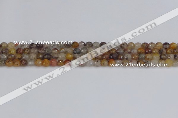 CRO1195 15.5 inches 4mm faceted round mixed lodalite quartz beads