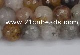 CRO1197 15.5 inches 8mm faceted round mixed lodalite quartz beads