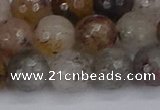 CRO1198 15.5 inches 10mm faceted round mixed lodalite quartz beads