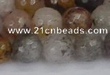 CRO1199 15.5 inches 12mm faceted round mixed lodalite quartz beads