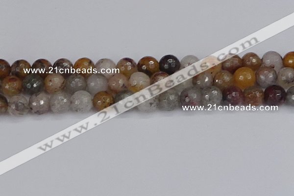 CRO1199 15.5 inches 12mm faceted round mixed lodalite quartz beads