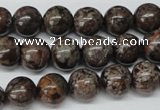 CRO224 15.5 inches 10mm round Chinese snowflake obsidian beads wholesale