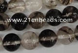 CRO370 15.5 inches 12mm round watermelon black beads wholesale