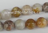 CRO384 15.5 inches 14mm round bamboo leaf agate beads wholesale