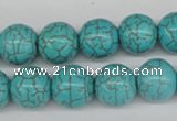 CRO395 15.5 inches 14mm round synthetic turquoise beads wholesale