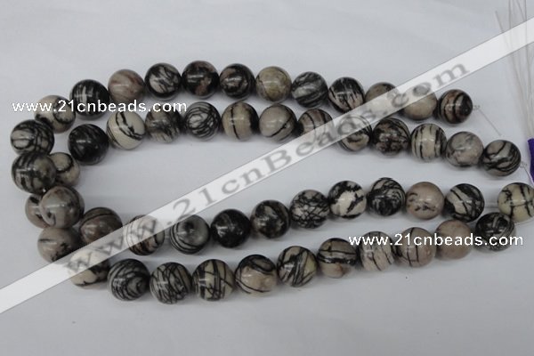 CRO451 15.5 inches 16mm round black water jasper beads wholesale