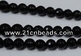 CRO702 15.5 inches 6mm – 14mm faceted round black agate beads