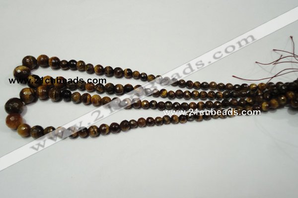 CRO710 15.5 inches 6mm – 14mm faceted round yellow tiger eye beads