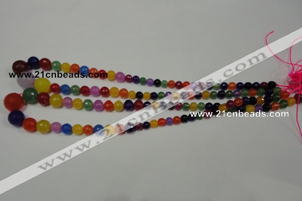 CRO713 15.5 inches 6mm – 14mm faceted round mixed candy jade beads