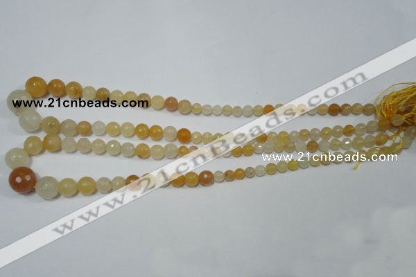 CRO726 15.5 inches 6mm – 14mm faceted round yellow jade beads