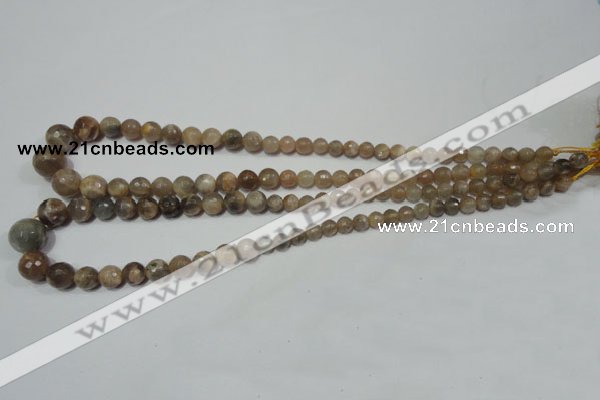 CRO730 15.5 inches 6mm – 14mm faceted round moonstone gemstone beads