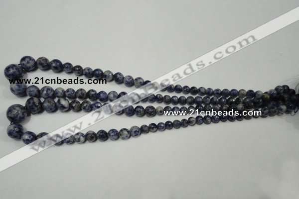 CRO733 15.5 inches 6mm – 14mm faceted round blue spot stone beads