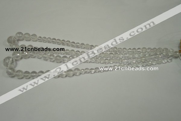 CRO741 15.5 inches 6mm – 14mm faceted round white crystal beads