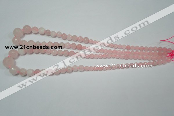 CRO742 15.5 inches 6mm – 14mm faceted round rose quartz beads