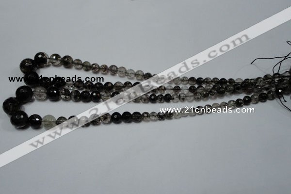 CRO749 15.5 inches 6mm – 14mm faceted round watermelon black beads