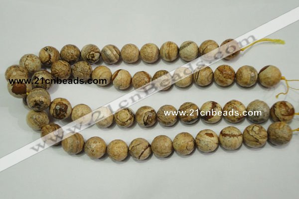 CRO766 15.5 inches 16mm faceted round picture jasper beads wholesale