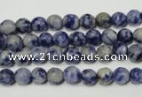 CRO771 15.5 inches 6mm faceted round blue spot stone beads wholesale