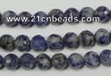 CRO772 15.5 inches 8mm faceted round blue spot stone beads wholesale