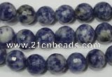 CRO773 15.5 inches 10mm faceted round blue spot stone beads wholesale