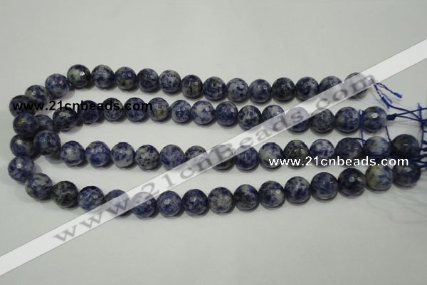 CRO774 15.5 inches 12mm faceted round blue spot stone beads wholesale