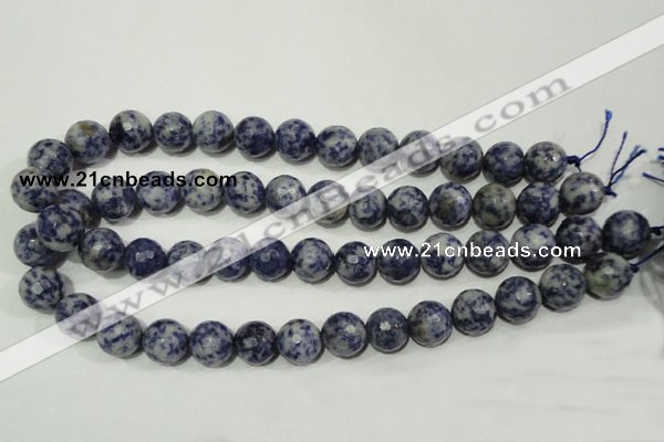 CRO775 15.5 inches 14mm faceted round blue spot stone beads wholesale