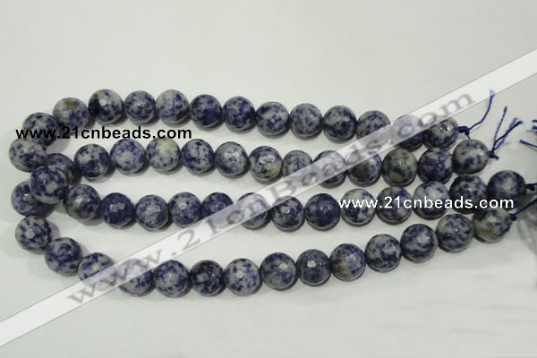 CRO776 15.5 inches 16mm faceted round blue spot stone beads wholesale