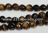 CRO782 15.5 inches 8mm faceted round yellow tiger eye beads wholesale