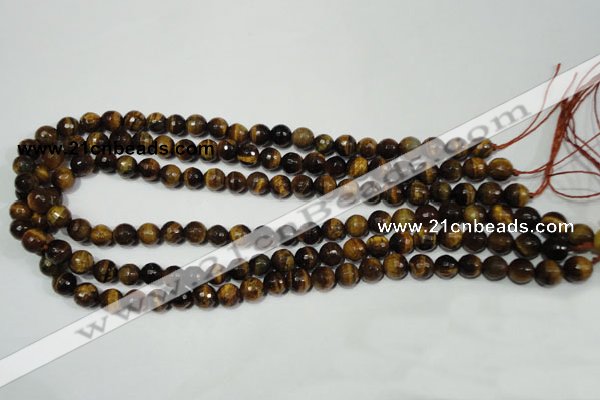 CRO782 15.5 inches 8mm faceted round yellow tiger eye beads wholesale