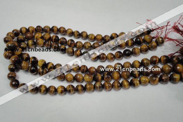 CRO783 15.5 inches 10mm faceted round yellow tiger eye beads wholesale