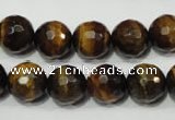 CRO784 15.5 inches 12mm faceted round yellow tiger eye beads wholesale