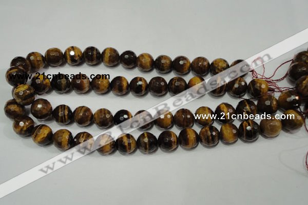 CRO786 15.5 inches 16mm faceted round yellow tiger eye beads wholesale