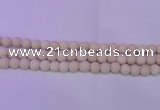 CRO790 15.5 inches 4mm round matte rice white fossil beads