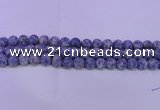 CRO850 15.5 inches 4mm round matte blue spot beads