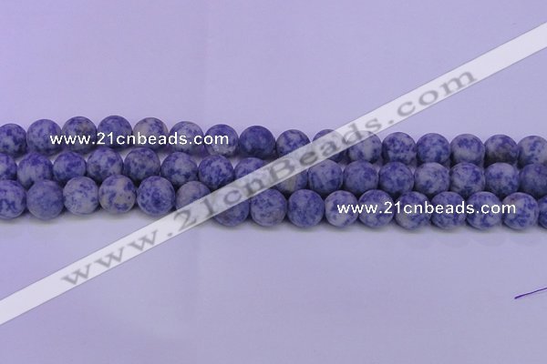 CRO851 15.5 inches 6mm round matte blue spot beads