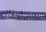 CRO853 15.5 inches 10mm round matte blue spot beads