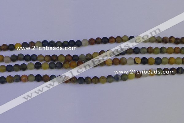 CRO910 15.5 inches 4mm round matte golden pietersite beads