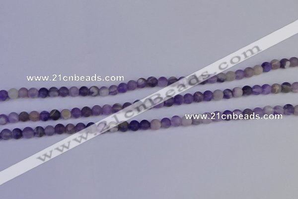 CRO920 15.5 inches 4mm round matte dogtooth amethyst beads