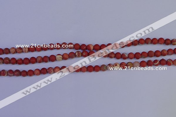 CRO930 15.5 inches 4mm round matte red jasper beads wholesale