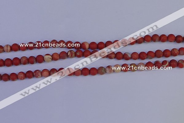 CRO931 15.5 inches 6mm round matte red jasper beads wholesale