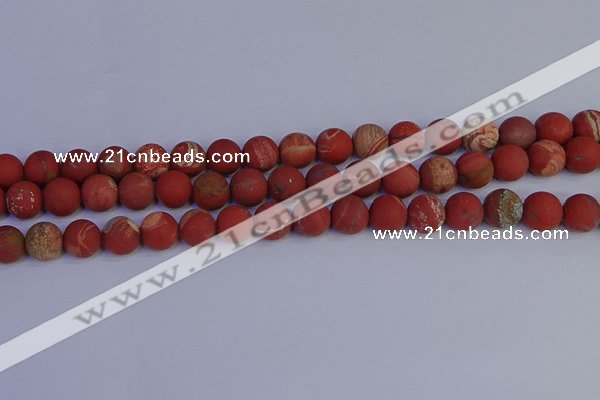 CRO933 15.5 inches 10mm round matte red jasper beads wholesale