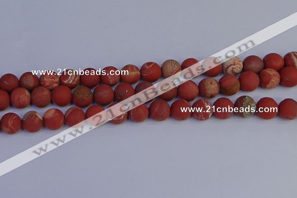 CRO934 15.5 inches 12mm round matte red jasper beads wholesale