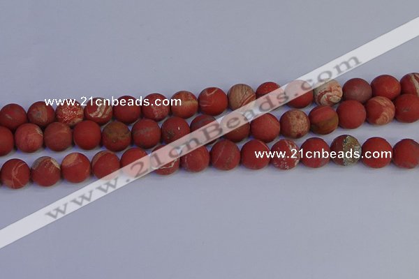 CRO934 15.5 inches 12mm round matte red jasper beads wholesale