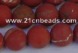 CRO935 15.5 inches 14mm round matte red jasper beads wholesale