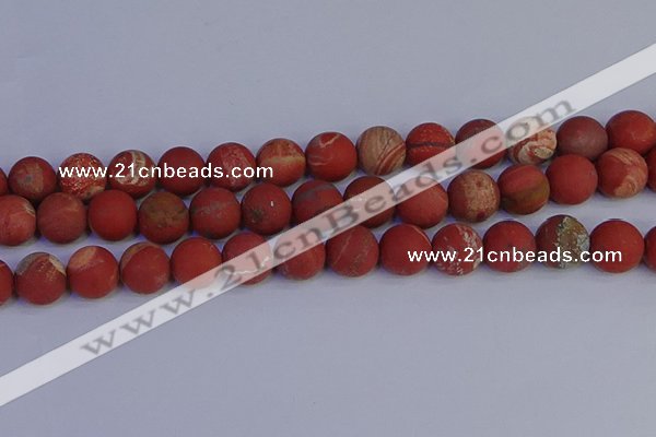 CRO935 15.5 inches 14mm round matte red jasper beads wholesale